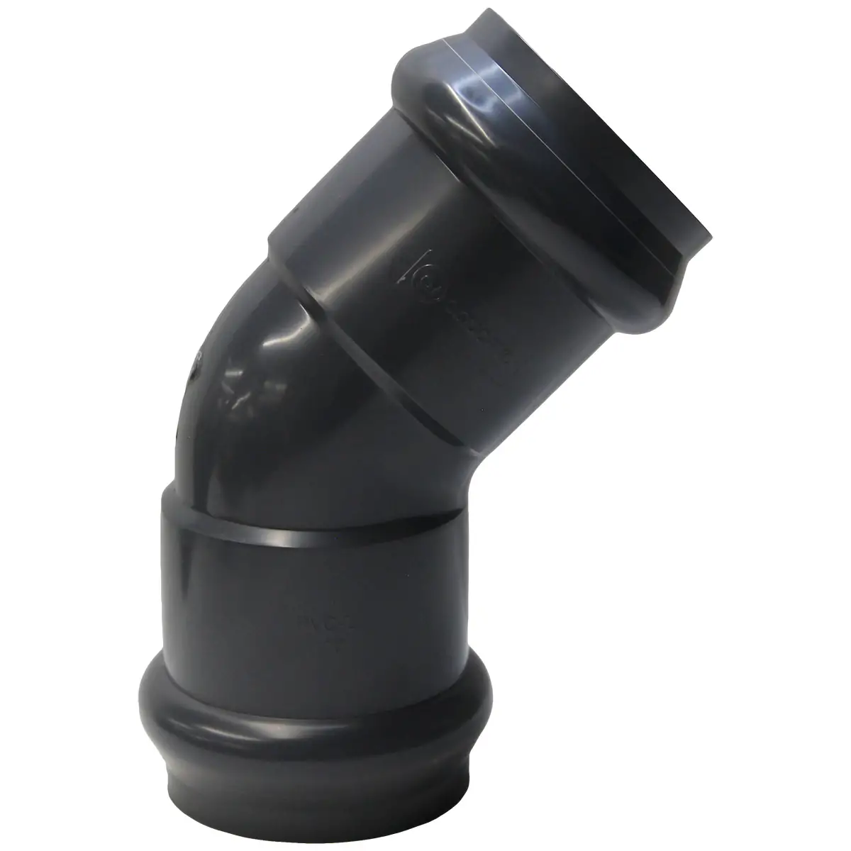 Отвод 45° двухраструбный ПВХ Фитинги AquaViva для НПВХ труб под уплотнительное кольцо купить у завода-изготовителя | Аквапласт