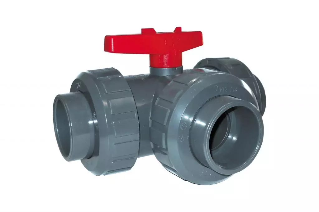 Кран шаровый 3-х ходовой EFFAST BDRBTD с уплотнением EPDM T-порт Запорная арматура НПВХ купить у завода-изготовителя | Аквапласт