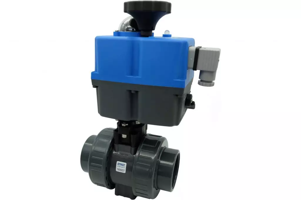 Кран шаровый с электроприводом PTFE/EPDM EFFAST AC24-220В BDREBKY1A Запорная арматура НПВХ купить у завода-изготовителя | Аквапласт